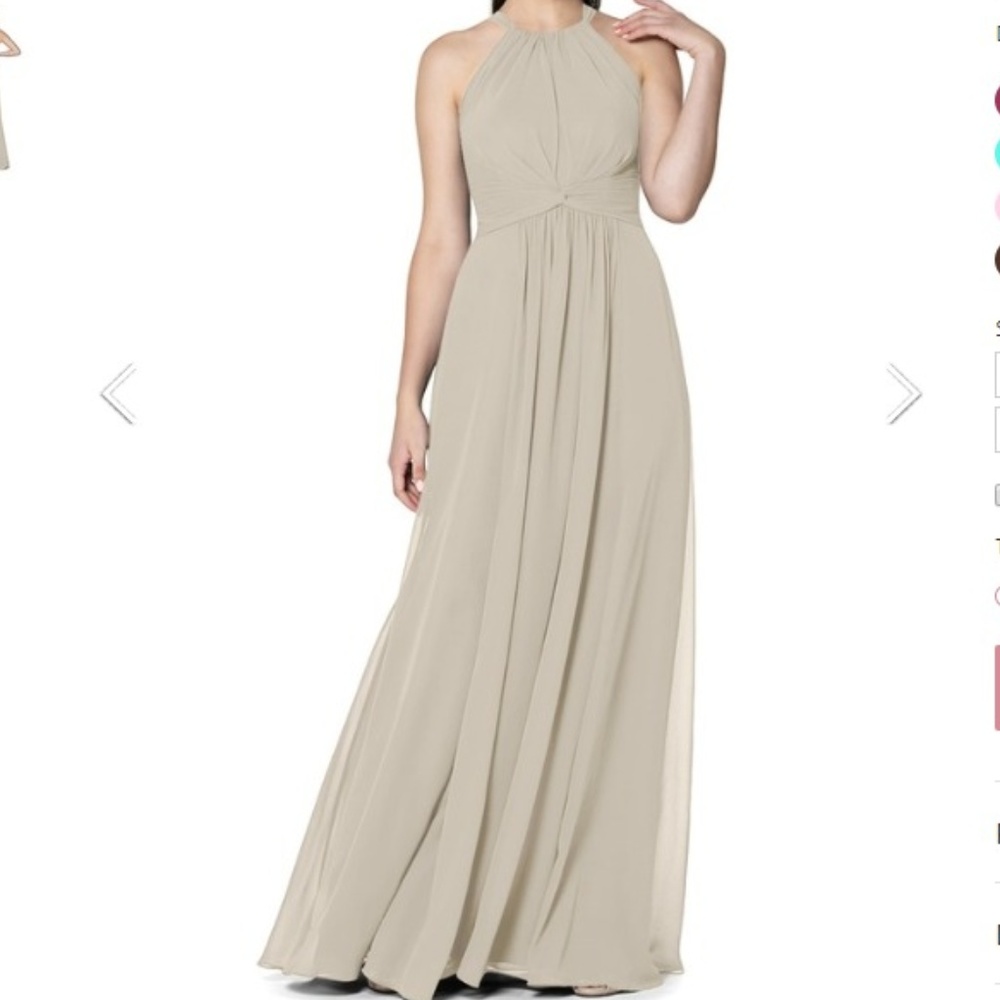 Azazie Chrissy floor length chiffon dress in Taupe